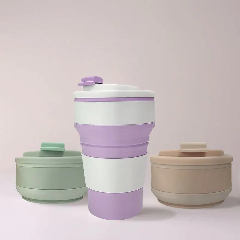 Folding Cup Sport Mug Coffee Foldable Silicon Bpa Free Collapsible Travel Food Grade Silicone Minimalist Color Box