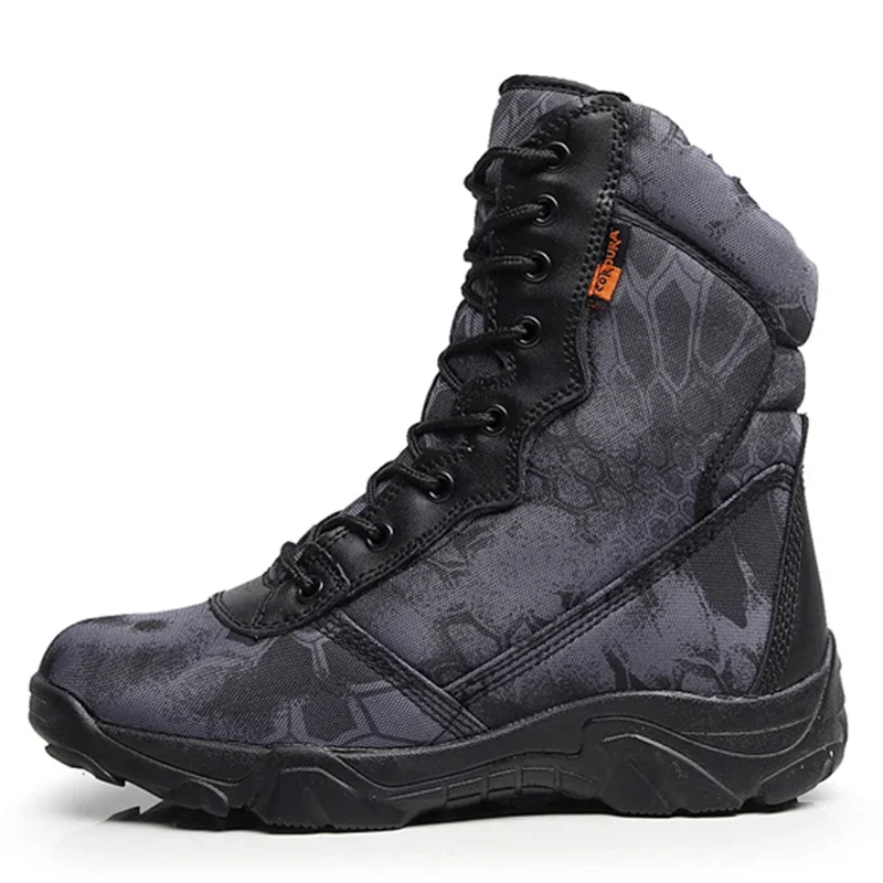 Winter Men Vintage Lace Up Front Leather Tactical Boots High Top Safety Work Shoes