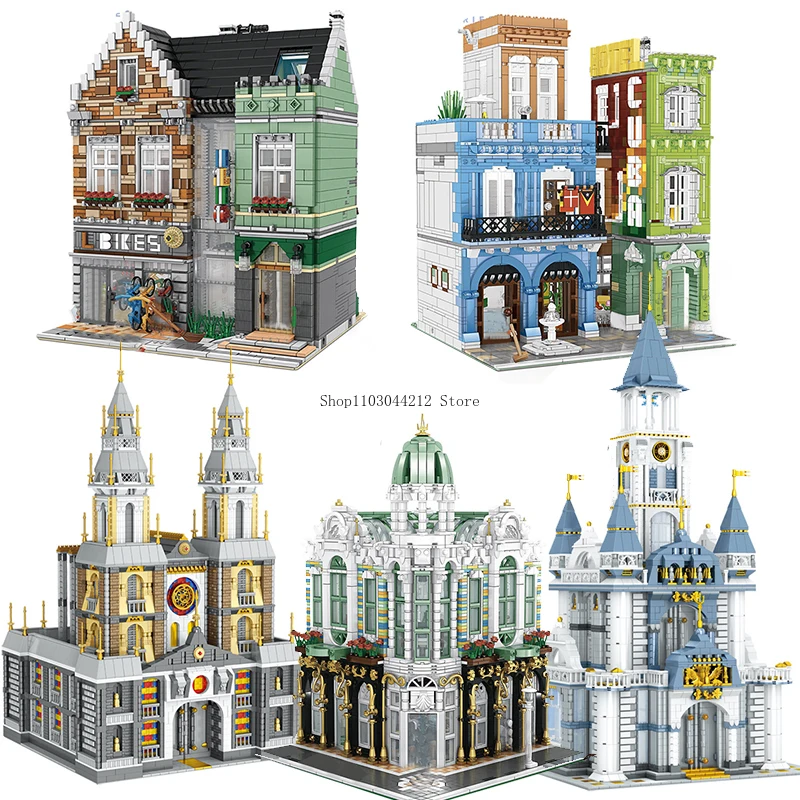

City Street View Creative Square Expert Grand Emporium Model Mini Micro Building Blocks Modular Miniature MOC Kit Toy For Adults