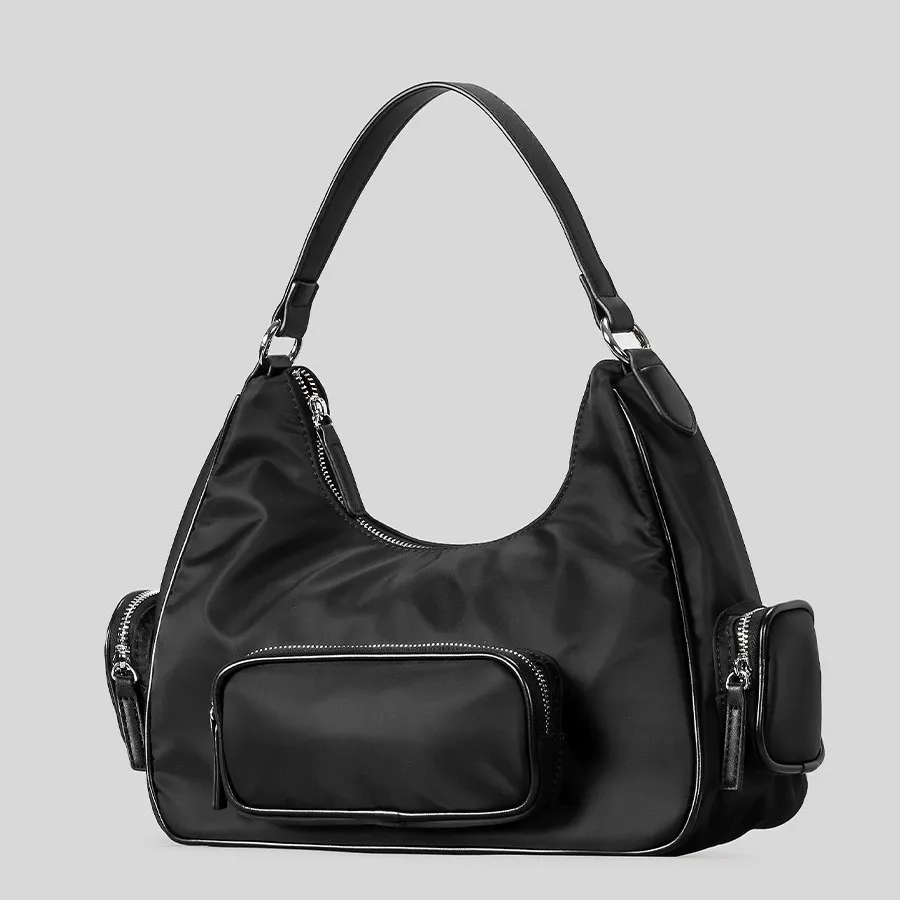 Vintage Y2K Underarm Bag Designer Women Handbags Luxury Soft oxford Hobos Shoulder Crossbody Bags Retro Punk Motorcycle Bag