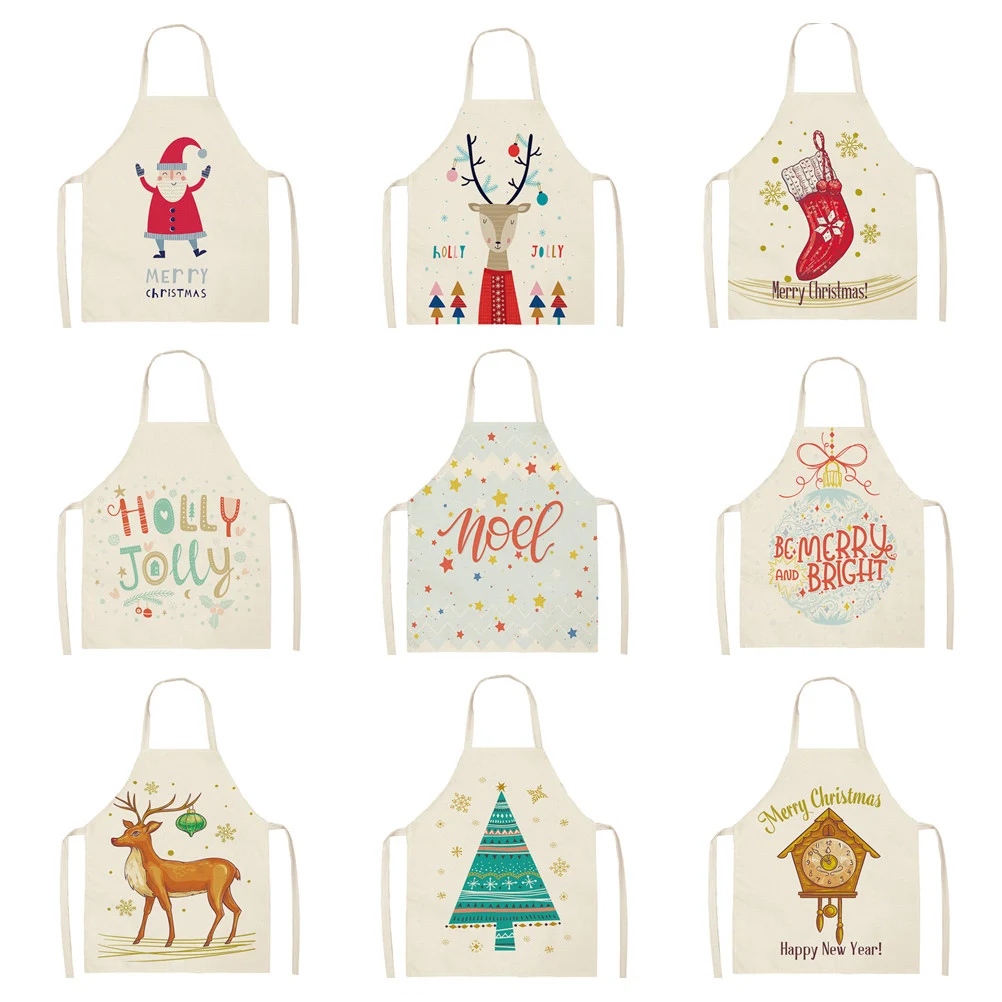 

Cartoon Christmas Apron Santa Claus Apron for Woman Aprons Kids Household Cleaning Pinafore Garden Haircut Nurse