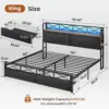 King Size Bed Frame with Storage Headboard and 2 Drawers Metal King Platform Bed with Led Lights and Hidden Storage Upholstered 2