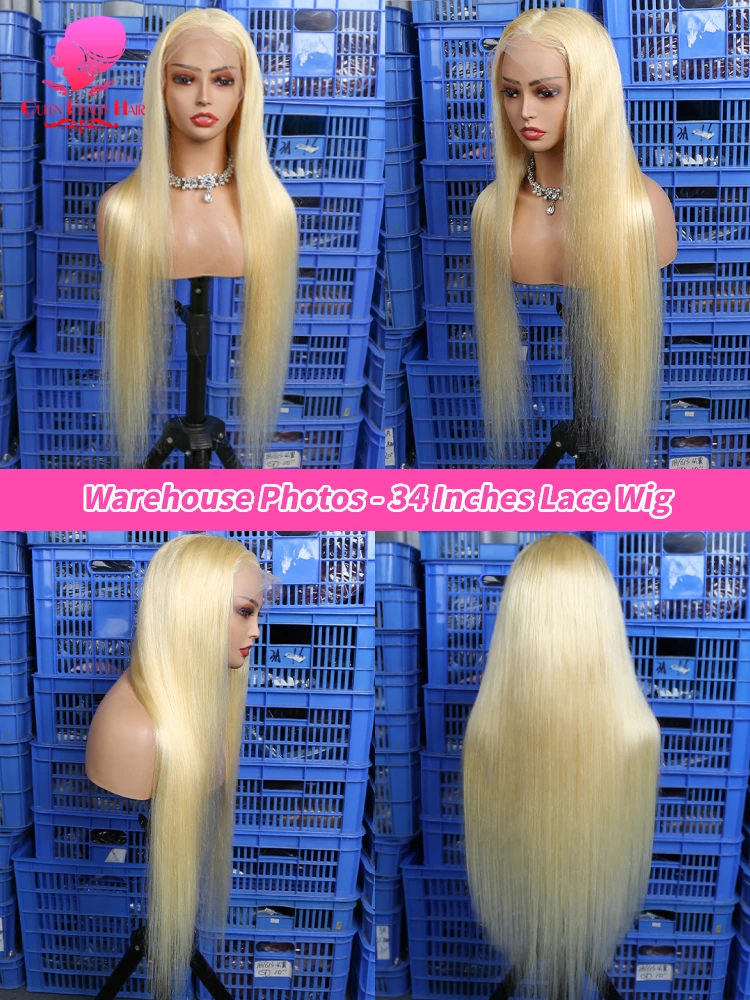 Human Hair Wig Lace Front Wig 613 Blonde Color 5x5 13x4 Transparent Lace Closure Wig Human Hair Brazilian Bleached Knot Preplucked for Women