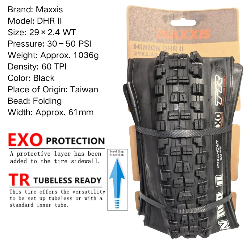 Maxxis Minion DHR (M327ru) 26/27,5/29 Zoll, Downhill-Faltreifen für Mountainbike, verschleißfester und stärkerer Kurven – Detail 8