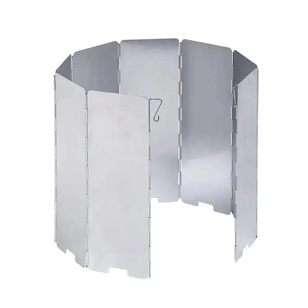 Ultralight Outdoor 10 Plates Foldable Wind Shield Camping Stove Windshield Foldable Gas Cooker Wind Deflector camping stove