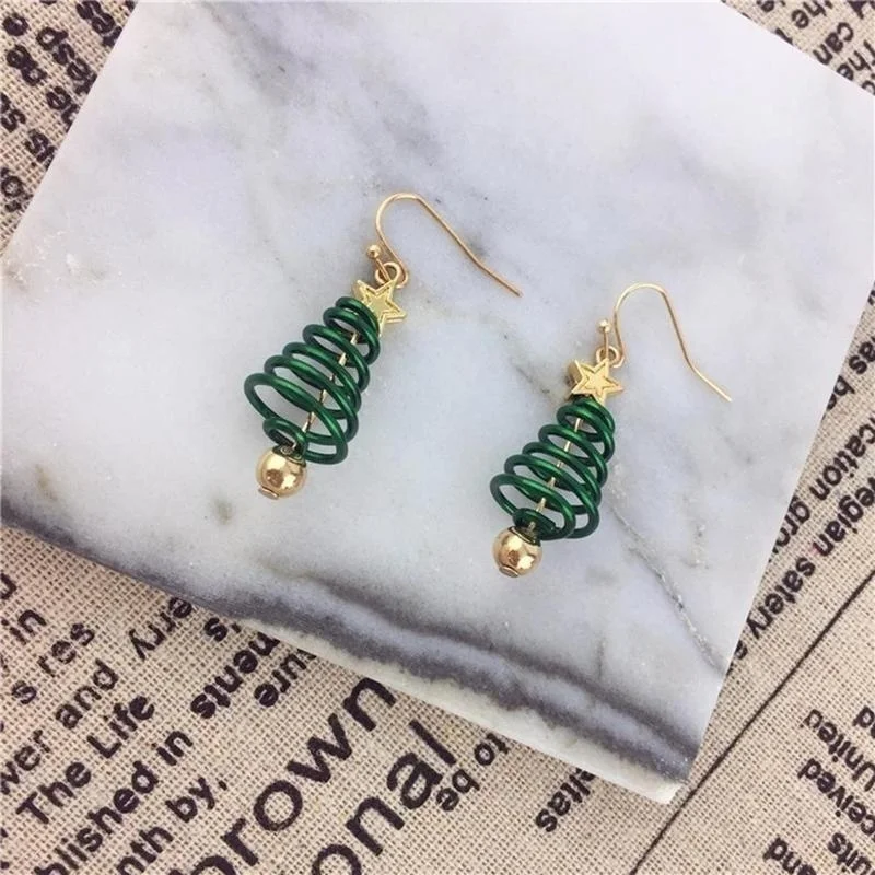 Christmas Earrings Tree Dangle Earring Plating Gold Jewelry Party For Women Gift Creative Design Famale Earrings Accessories
