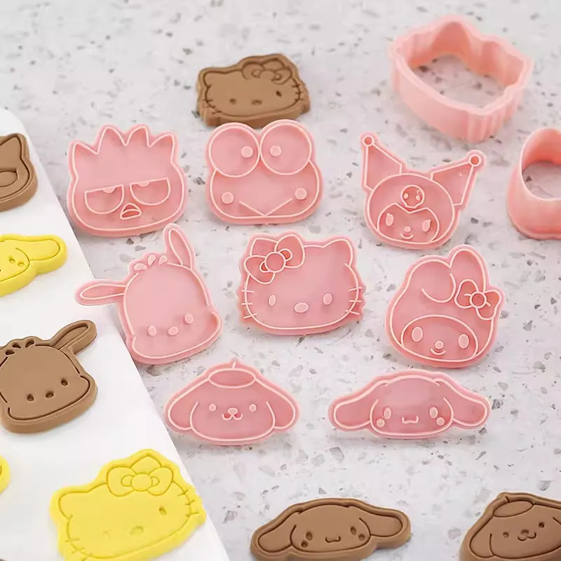 

Anime Cartoon Sanrio Hello Kitty My Melody Kuromi 3D Cookie Mold Three-Dimensional Push-Type Home Baking Tool Gift for Friends