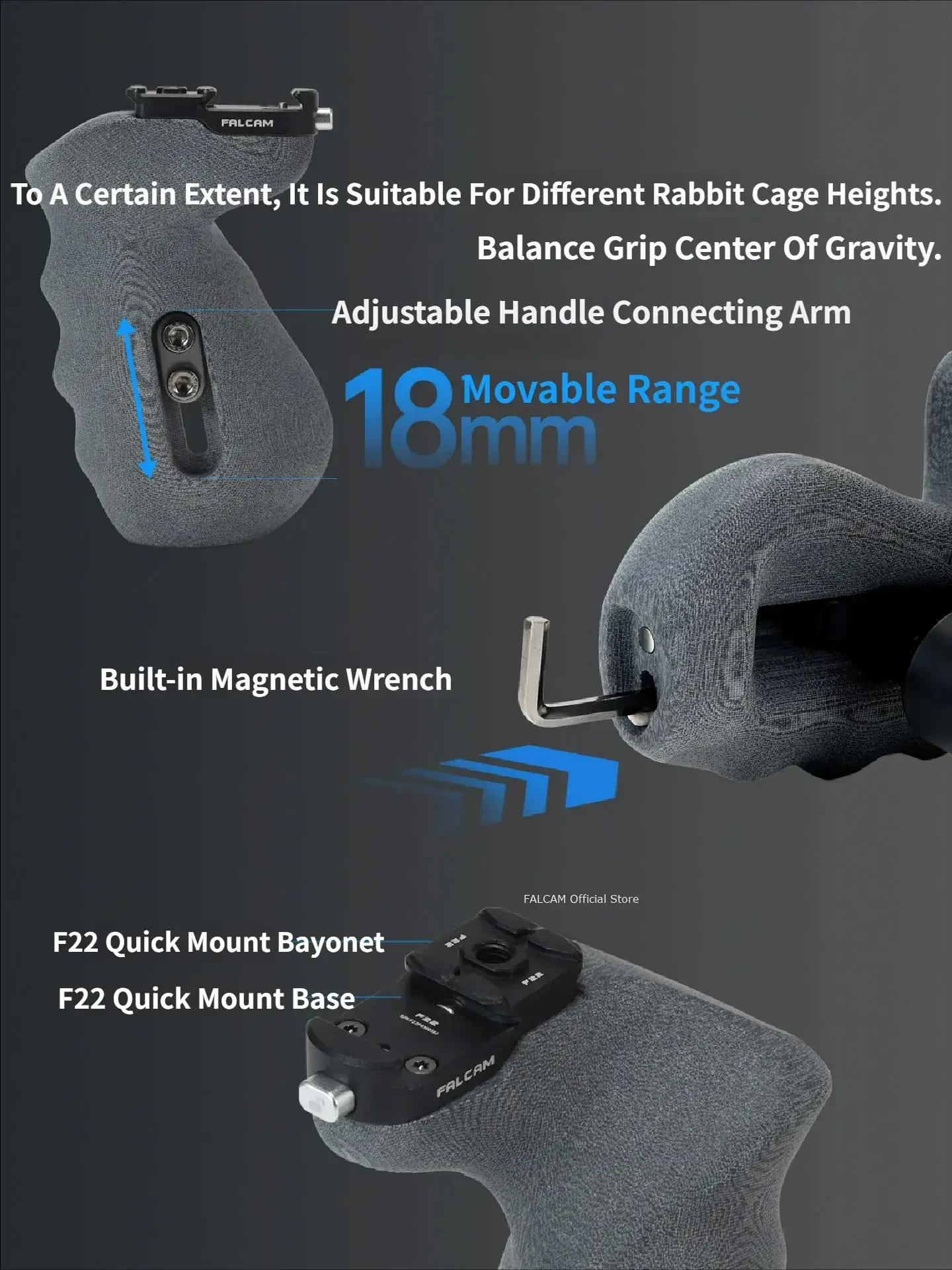 Falcam F22 퀵 릴리스 사이드 핸들 프로 좌측 캐논  래빗 케이지 범용 다기능 확장 액세서리