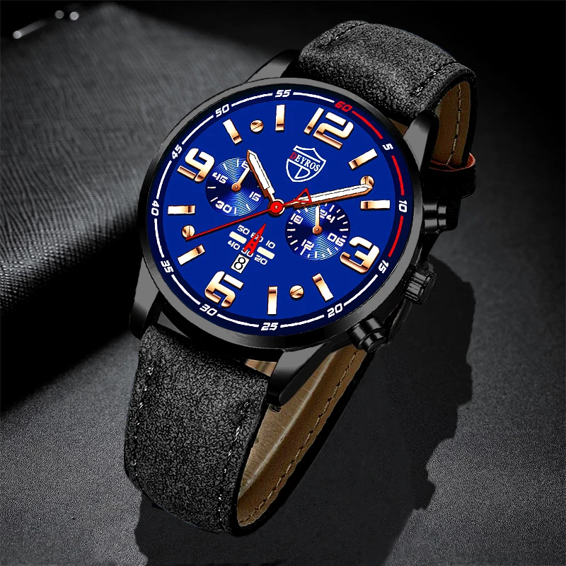 Fashion Mens Quartz Watches Sport Leather Band Wrist Watch Business Casual Analog Watch Calendar Clock Gift reloj hombre foxbox fashion men s watches luxury original quartz digital analog sport wrist watch for men waterproof silica gel strap clock