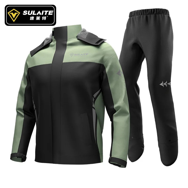 Sulaite Motorcycle Rain Suit Waterproof Reflective Rain Jacket + Pants