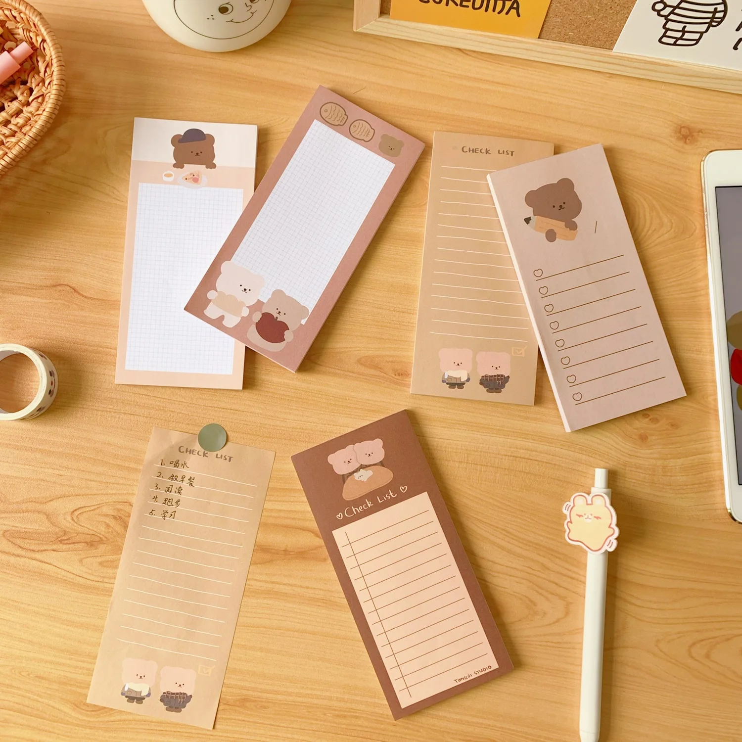 Cookie Scarf Little Bear Long Note Book Cookie Cute Bear Tearable Message Note Memo Book 3