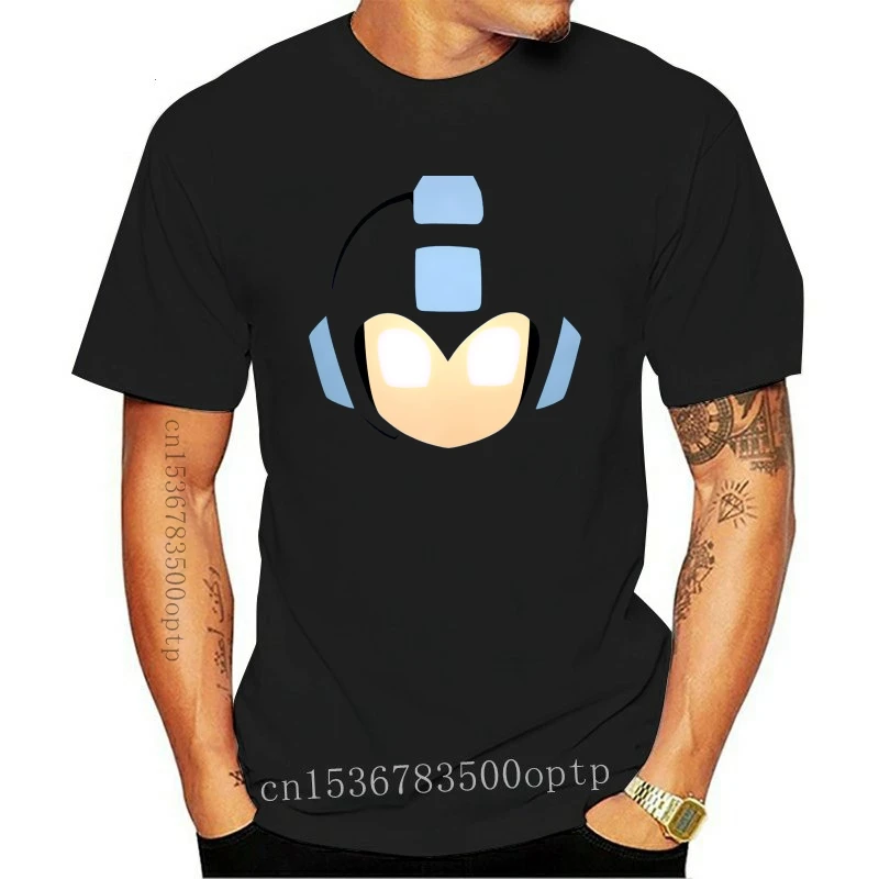New Megaman Face Retro Game Maglietta Da Uomo