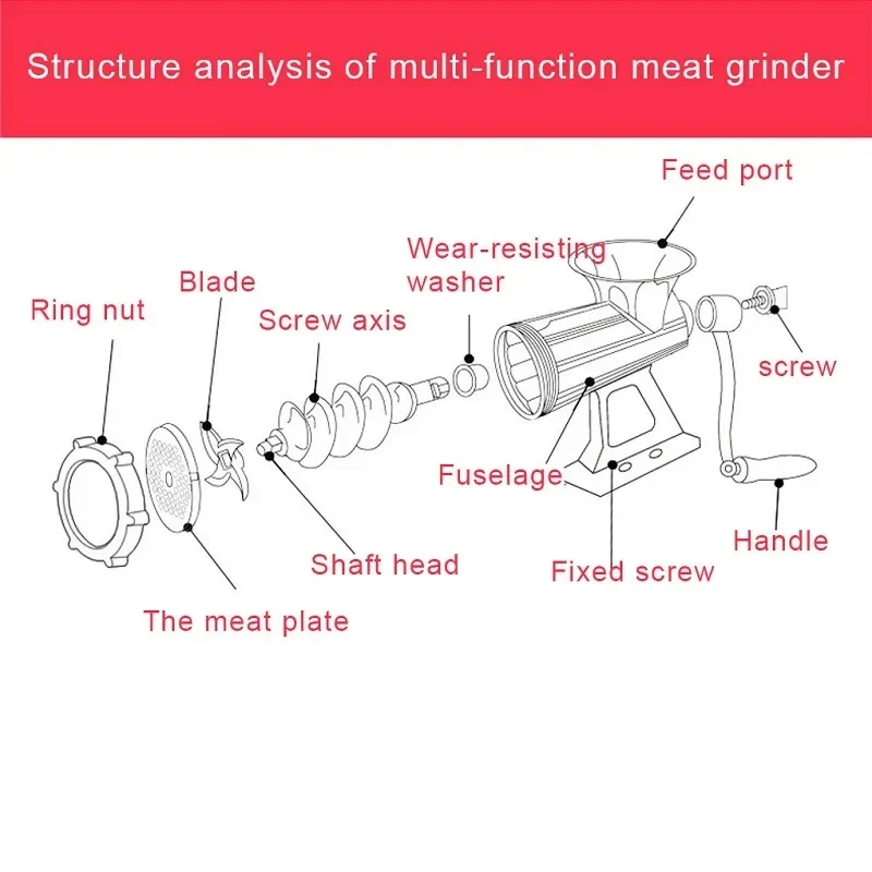 For Meat Grinder Stainless Steel Sausage Filling Machine Vegetable And Garlic Shredder Suitable For Household And Restaurant 6