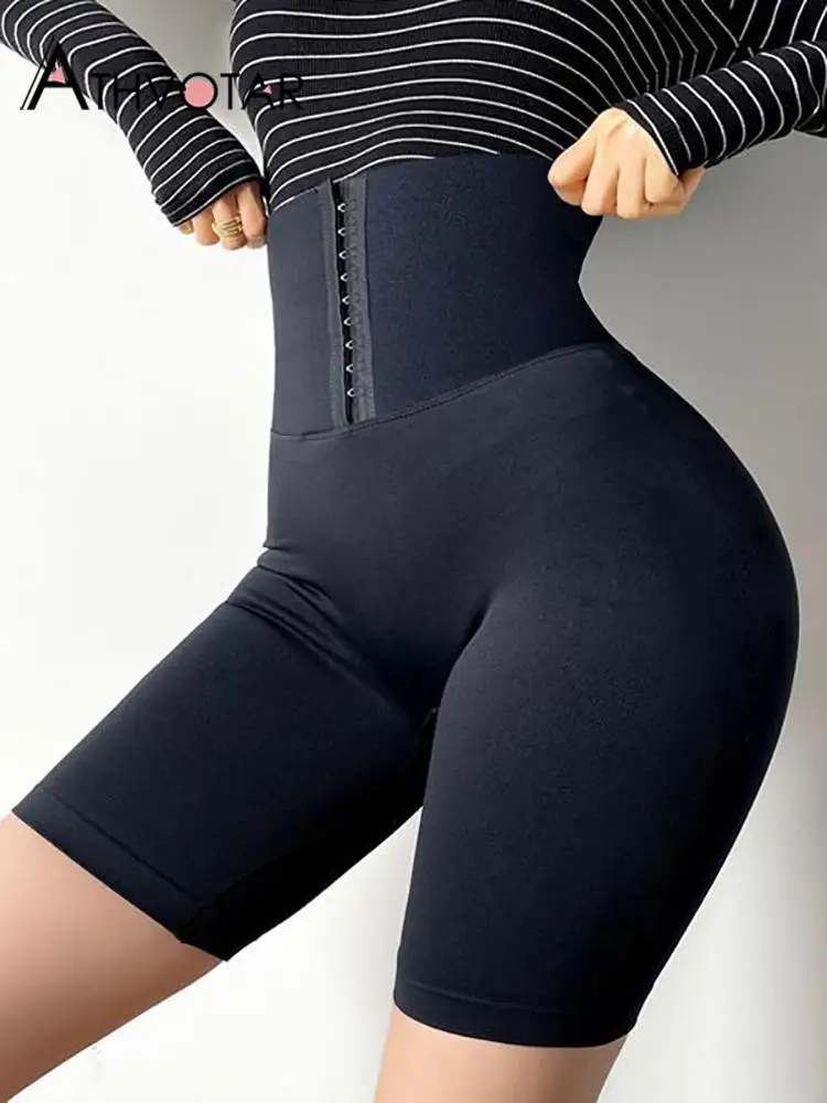 

ATHVOTAR Shorts Casual Women Shorts Zipper Solid Color Push Up Fashion Shorts Elastic Running Sports Cycle Gym Fitness Shorts