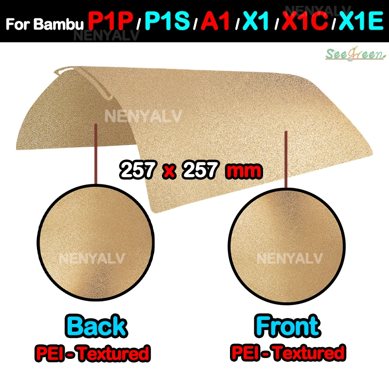 Per Bambu Lab Build Plate X1 X1C X1E Aggiornato Pei Testurizzato Per Bambu Lab P1P P1S A1 Piastra Di Costruzione 257X257