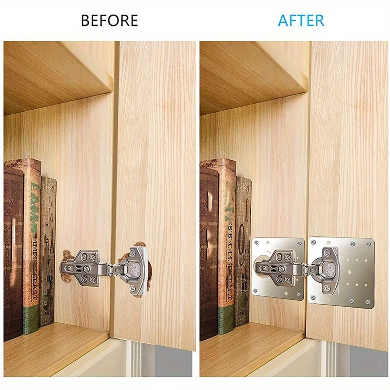 Description Picture 4 of item10 piece set of stainless steel kitchen cabinet door hinge repair plate with screws - compatible