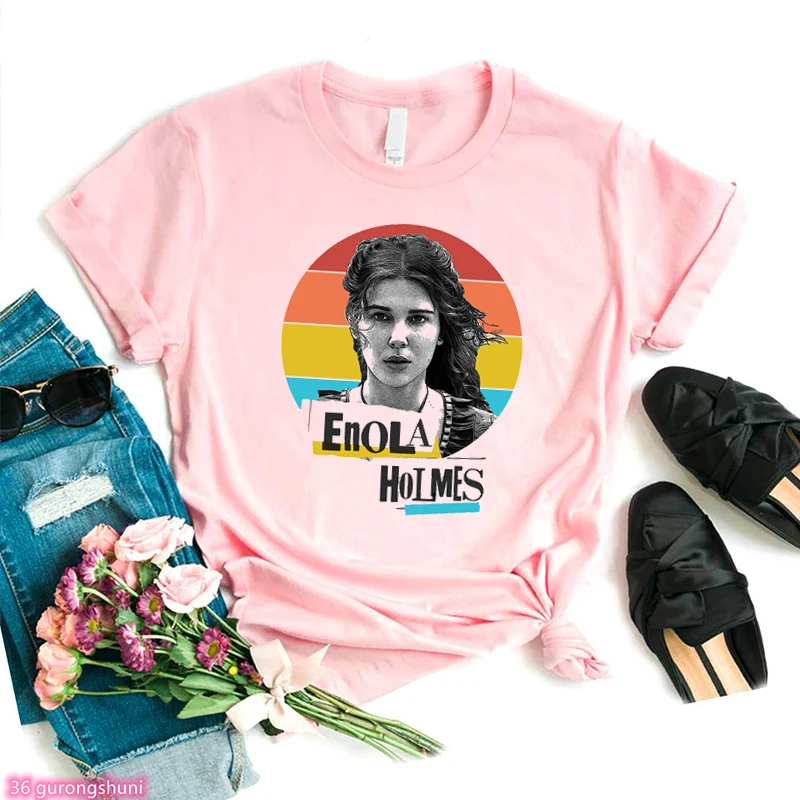 

2023 New Style Fashion t-shirts movie Enola Holmes 2 Graphic Print tshirts women Fashion Harajuku 90s girls t shirts Women's top