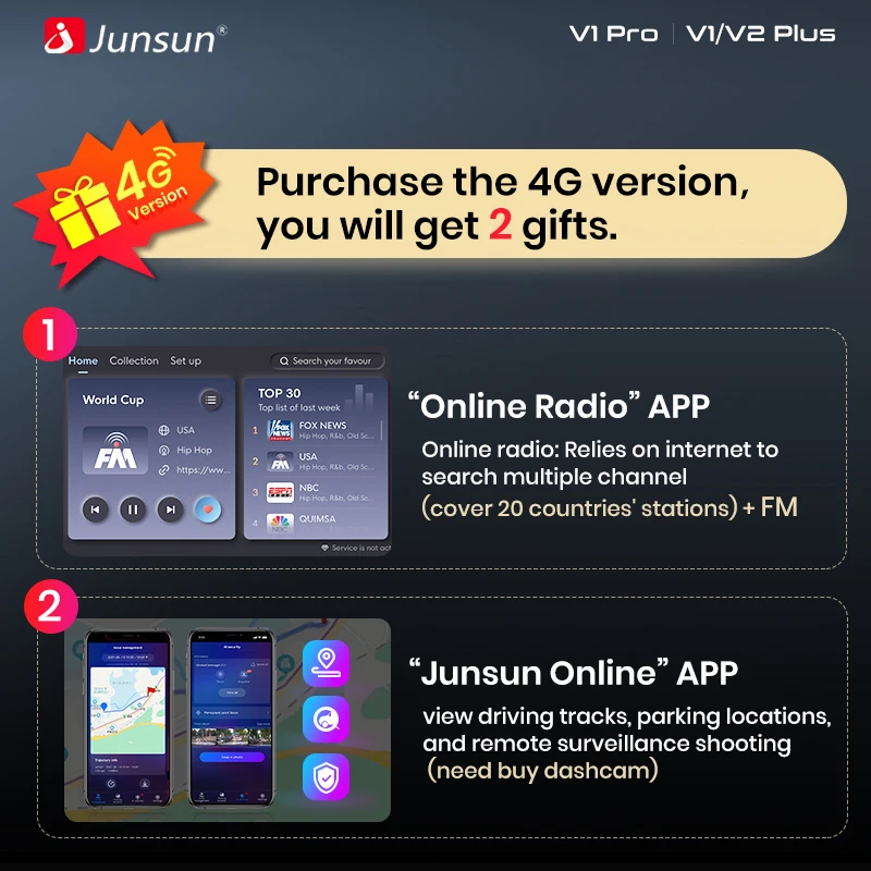 Junsun V1 AI Voice Wireless CarPlay, Android Auto Rádio para Ford Transit Custom 2013-2018, 4G, Multimídia Carro, GPS, 2Din Autoradio