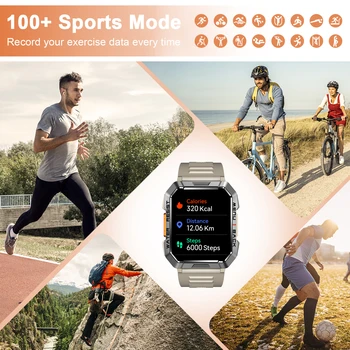 IP68 Waterproof Outdoor Sport Smart Watch with Emergency Lighting 2.01'' Display Bluetooth Women Men Smartwatch for IOS Android 4