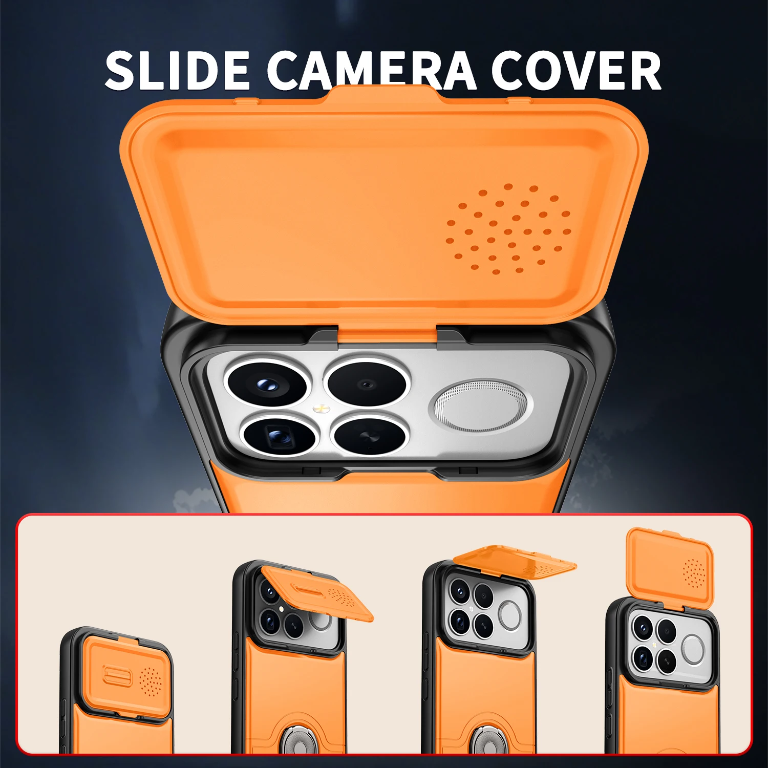 Ultimate Flip Lens Protective Case with Hybrid Shockproof Armor and Ring Holder Stand – Enhanced Durability Cover