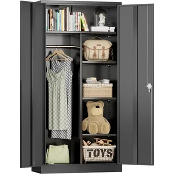 Wardrobe Closet with Doors and Shelves, Large Storage, Easy To Assemble, Solid and Durable Material, Clothes Cupboard, 72 In 1