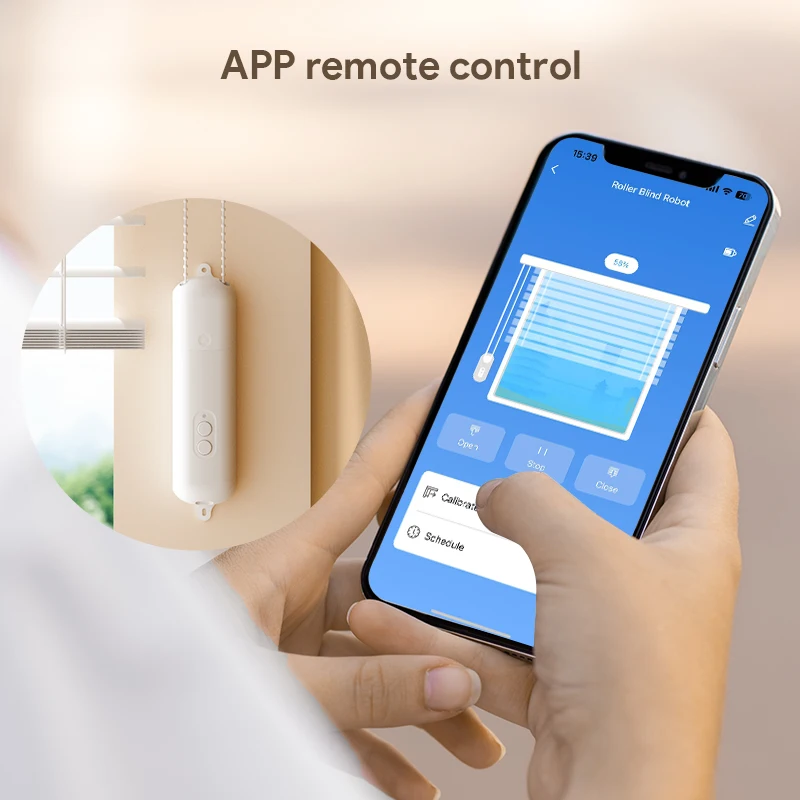 Tuya 롤러 블라인드 로봇 충전식 자동 커튼 전동 셔터 오프너 지원 Alexa Google Assistant Siri 음성 제어