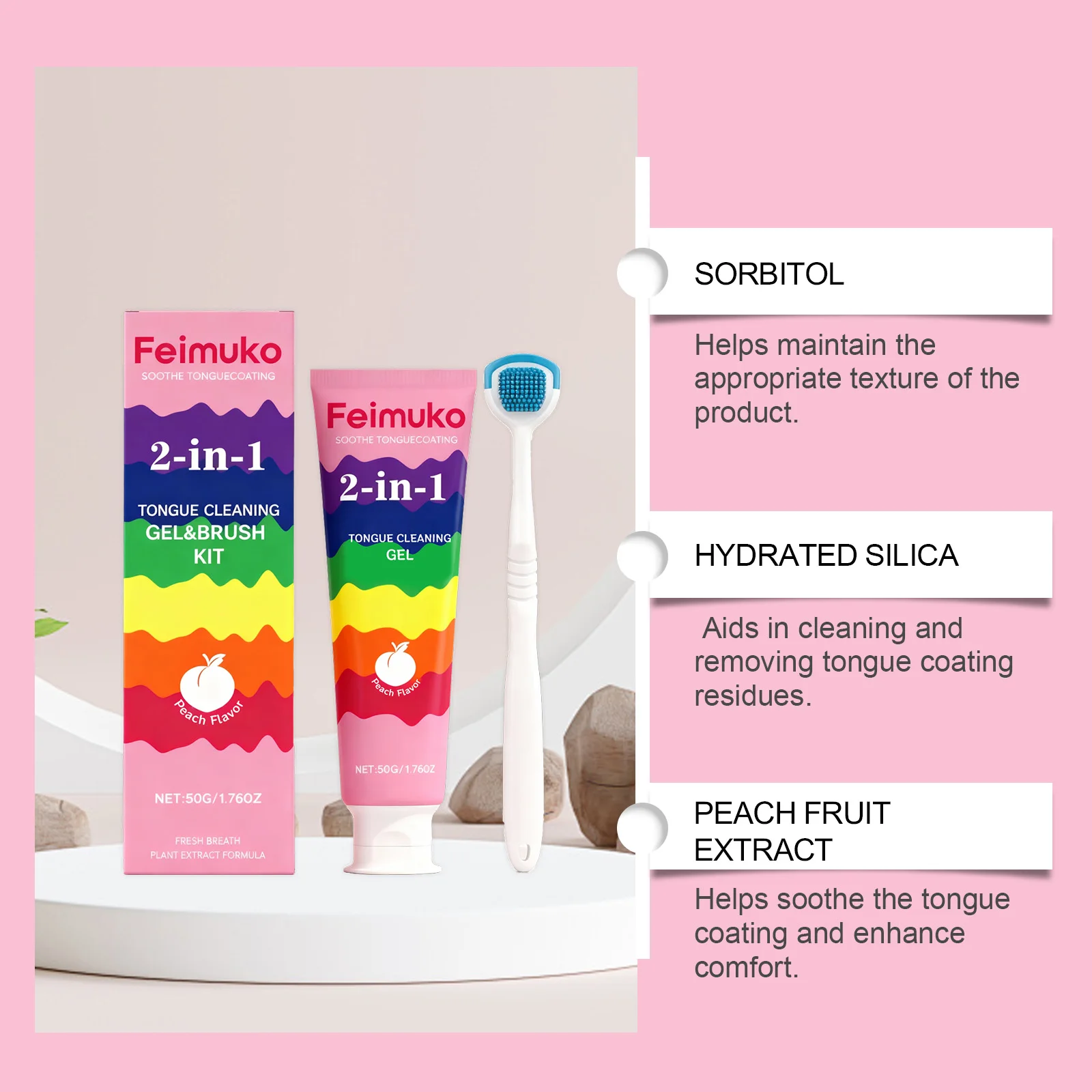 2-in-1 Tongue Coating Cleaning Kit-An Oral Care Kit for Cleaning Tongue Coating, Freshening Bad Breath &Maintaining Oral Hygiene