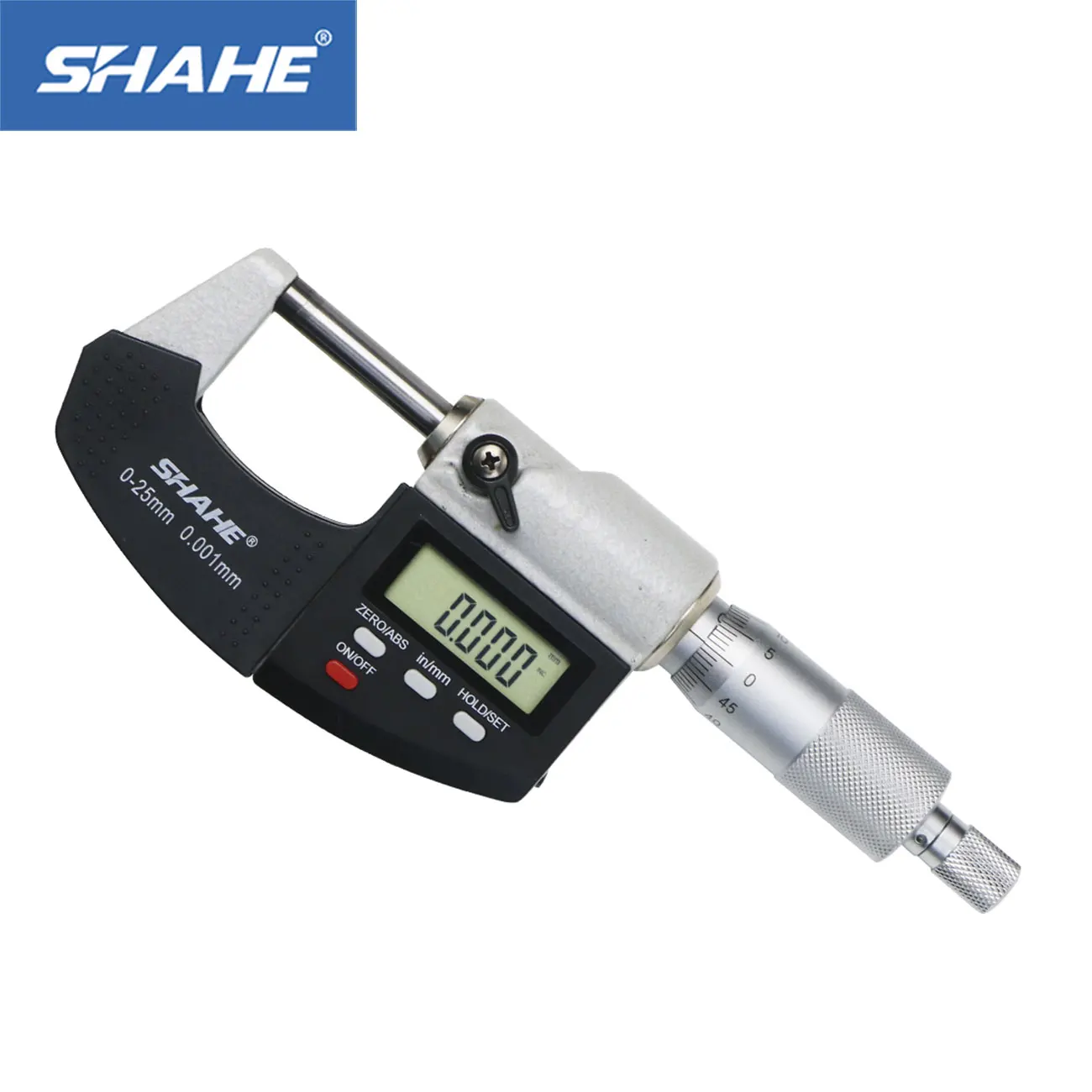 Micrômetro Digital SHAHE 0-25mm com Escala Eletrônica, Micrômetro Externo com Precisão de 0.001mm