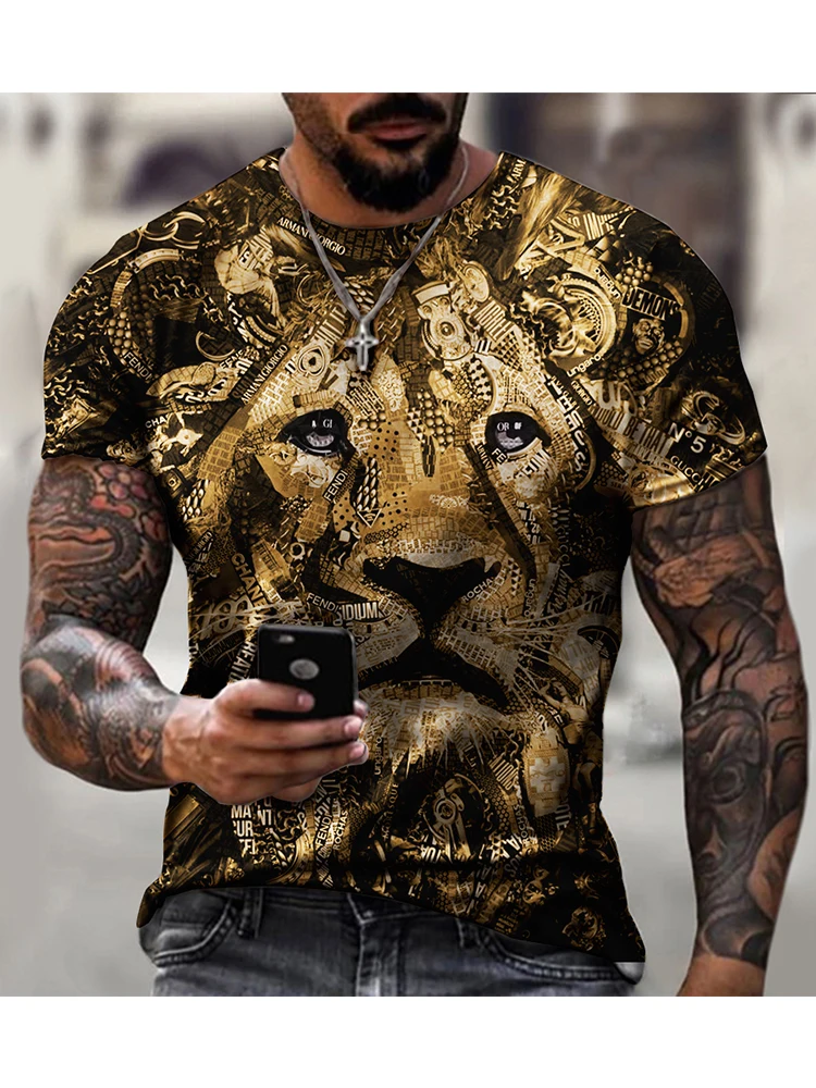 Summer Men's T-shirt Fashion Tiger  3D Shirt Casual Street Style Short-Sleeved Funny Harajuku All-match Top 6xl