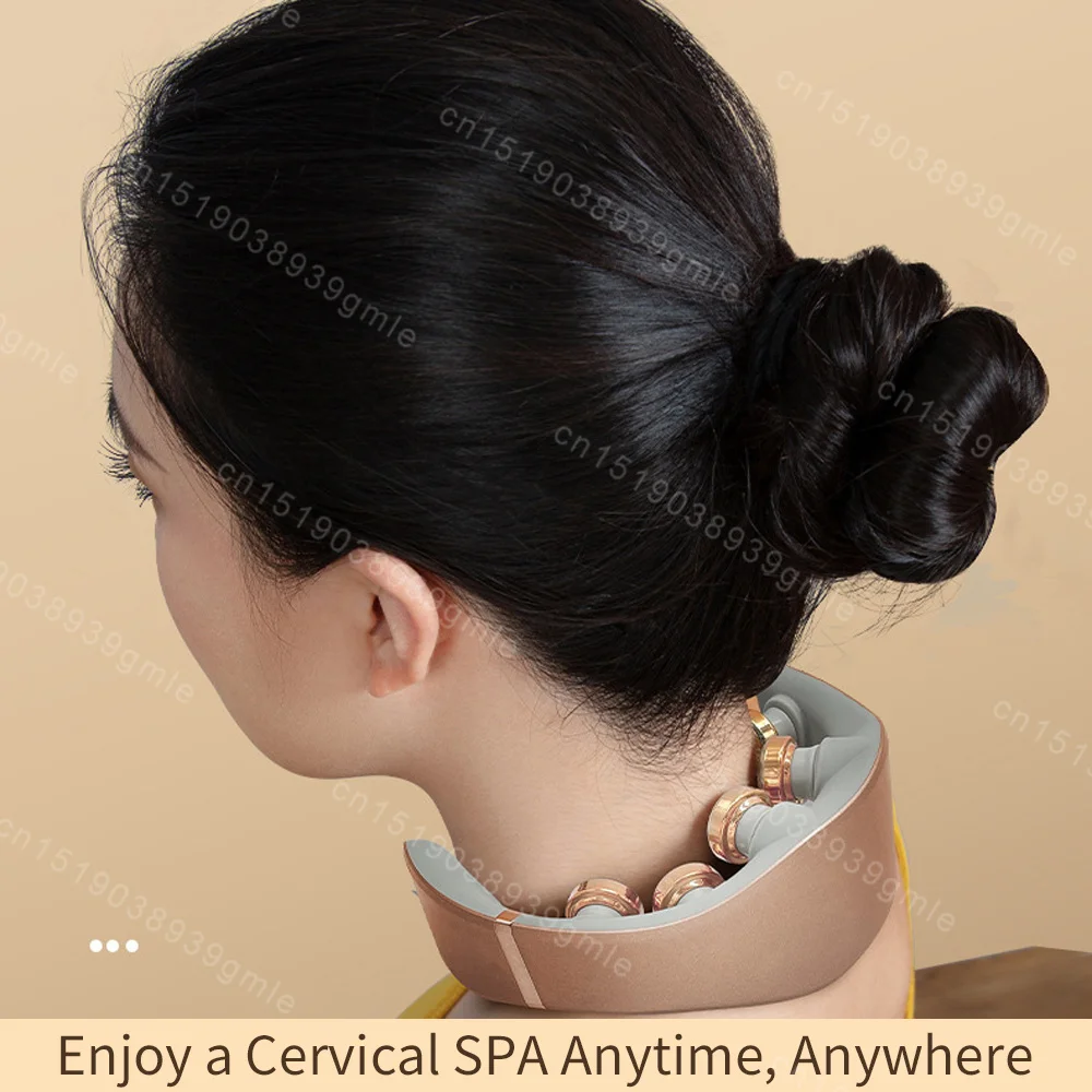 Pulse Neck Massager 8D Electric Shiatsu Neck Massager Deep Tissue Vibration Hot Compress Shoulder Neck Cervical Spine Machine