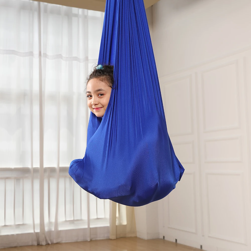 Description Picture 6 of item100x280cm Full set Kids Home Hanging Swing Seat Yoga Fitness Hammock Nylon Elastic Therapy Cuddle Wrap Aerial Yoga Equipment