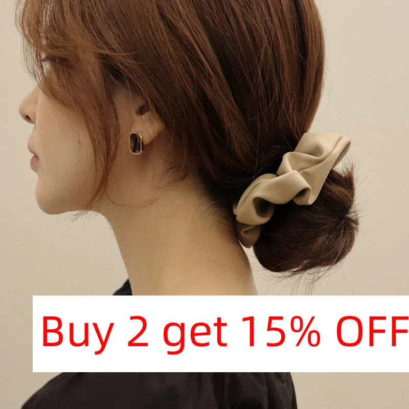 Free Shipping Temperament Elegant Korean Pu Leather Scrunchie Women Girls Elastic Hair Rubber Bands Accessories Rope Headdress