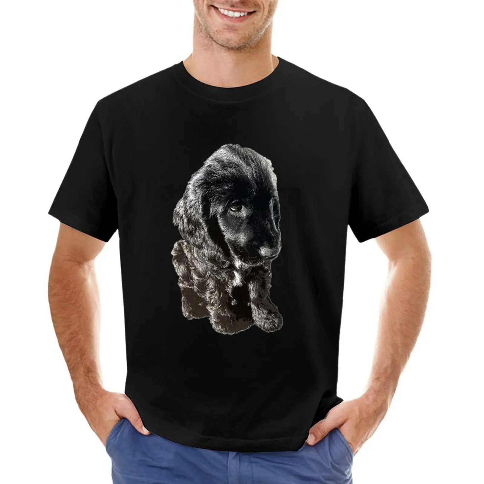 

English Cocker Spaniel Black Puppy Dog - Adorable! T-Shirt Short sleeve tee customs summer top quick-drying men t shirts