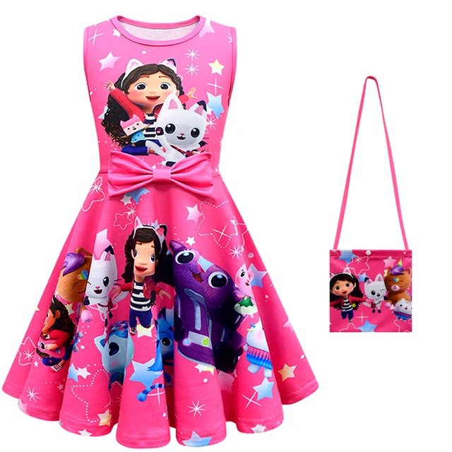 Gabby Cats abbigliamento per bambini ragazze Gabby Dollhouse Dress Summer  Sleeve Bow Sundress Baby Children Birthday
