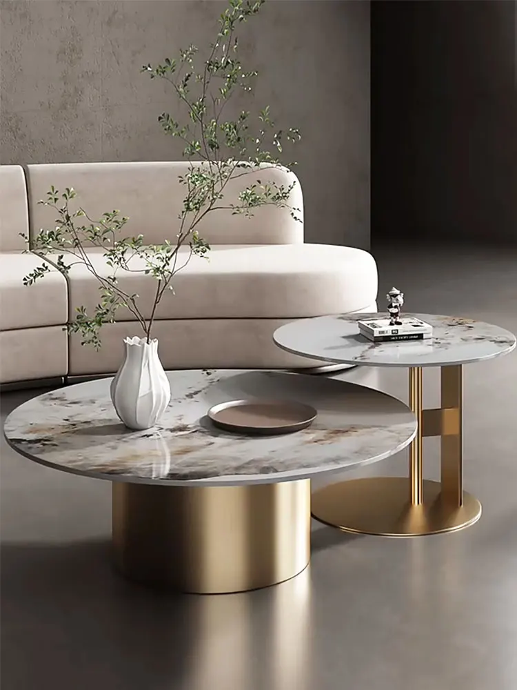 

A combination of luxurious modern small living room and high-end rock slate small coffee table for household use