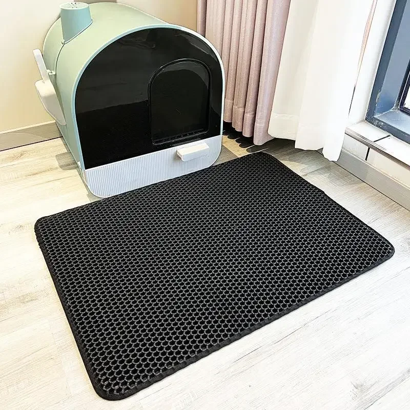 Double Layer Non-Slip Waterproof Cat Litter Mat - Wear Resistant & Easy to Clean