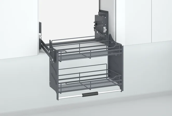 WELLMAX Kitchen Cabinet Storage Pull Down Elevator Basket Cabinet Accessory Afterburner Dry Rack Lift Shelf Kitchen Organizer