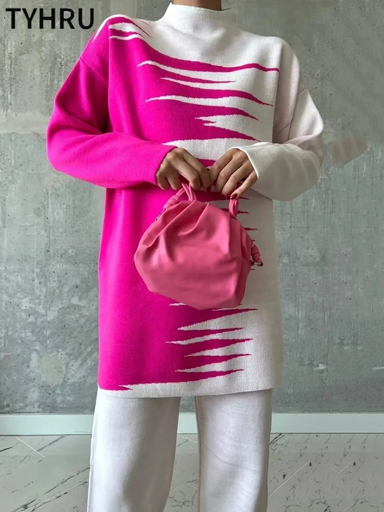 جديد الشتوي بدلات نسائيه موضه بلوزه فضفاض بهاينك وطباعه ملابس شتويه نسائيه ترند