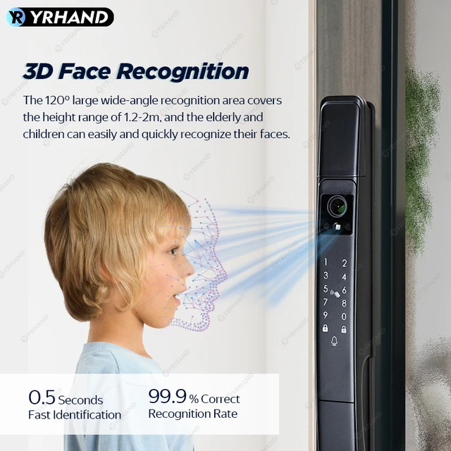 3D Face recognition lock Tuya wifi fechadura eletronico digital Waterpoof Visual intercom keyless unlock Sliding Smart Door Lock 4