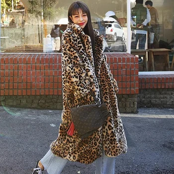 Women’s Leopard Fur Coat – 6X Warmer Long Plush Style