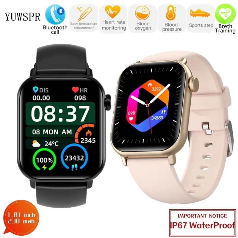 

Smart Watch for Men Women IP67 Waterproof Body Temperature Heart Rate Healthy Monitoring Bluetooth Call Sport Band Bracelet ZW27