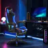 Faux Leather Reclining Massage Gaming Chair with Bluetooth-compatible Speakers and RGB LED Lights, Heavy Duty Gaming Chair 2