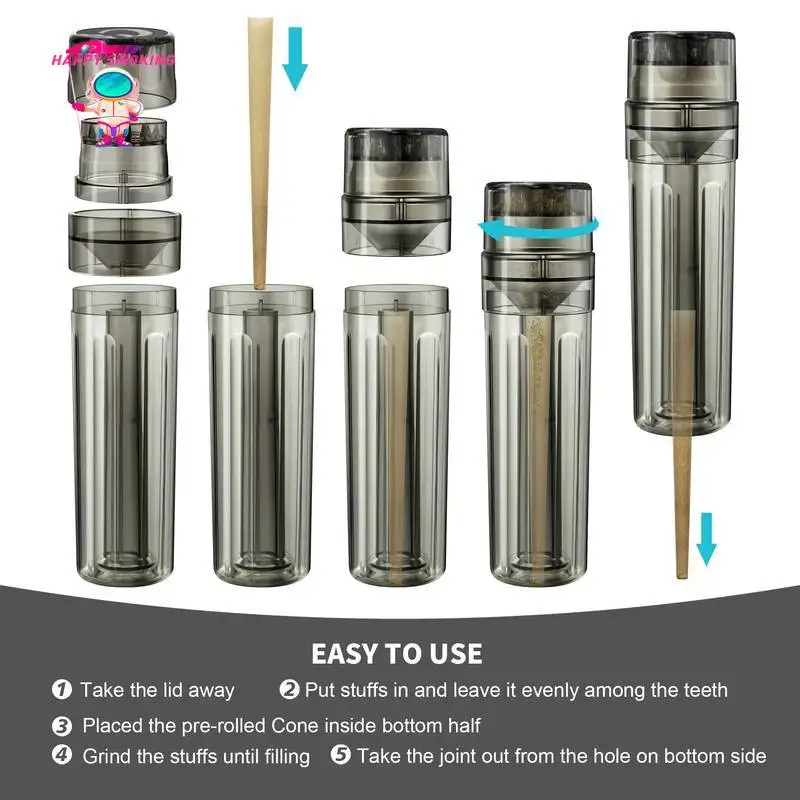 Mini Manual Joint Roller Maker Plastic with Cone Holder 4-layer Tobacco Grinder Cigarette Rolling Horn Tube Smoke Cutter Tools tobacco grinder