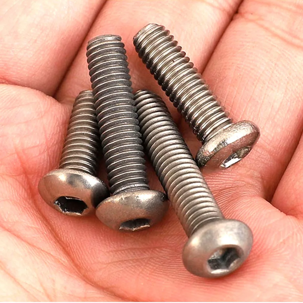 5Pcs M2 M2.5 M3 M4 M5 M6 TA2 Pure Titanium Gr2 Hexagon Hex Socket Button Round Head Allen Bolt Machine Screw ISO7380