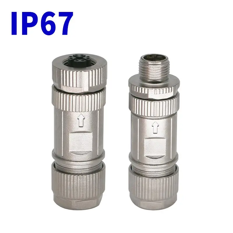 

M12 Ethernet Connector Waterproof IP67 8Pin X-type Aviation Plug All Metal Welding Crimping Type Assembling Detachable Connector