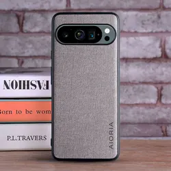Luxury Leather Textile Phone Case for Google Pixel 9 Series - Soft & Hard Hybrid Cover (Light Gray)