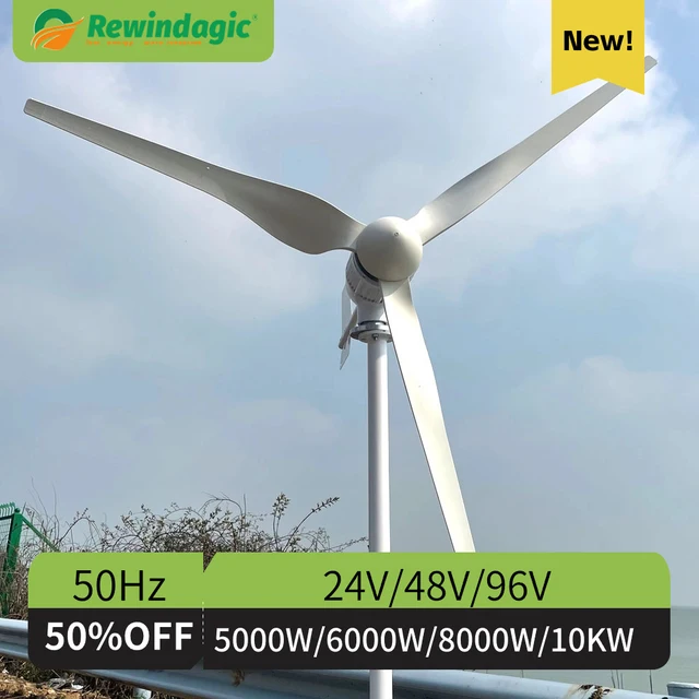 5000W 6000W 5KW 10KW กังหันลมแนวนอน48V 24V 96V ไฮบริดเครื่องควบคุมการชาร์จกังหันลมเรือยอชท์ผลิตไฟฟ้าขนาดเล็กใช้ในฟาร์ม 1