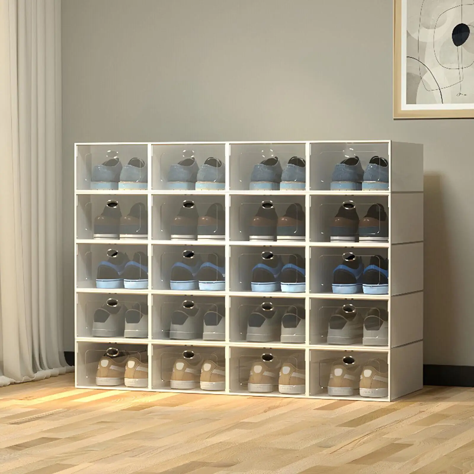 aliexpress.com - 20Pc Stackable Shoe Box Clear Plastic Display Shoe Case Sneaker Organizer Durable Shoes Container Dustproof