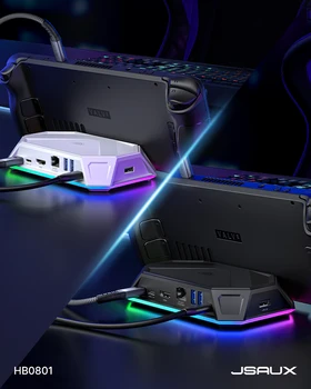 RGB Docking Station for ROG Ally, 8-in-1 ROG Ally Dock with 4K@60Hz HDMI, Gigabit Ethernet, Dual USB-A 3.0,100W USB-C Charging 1