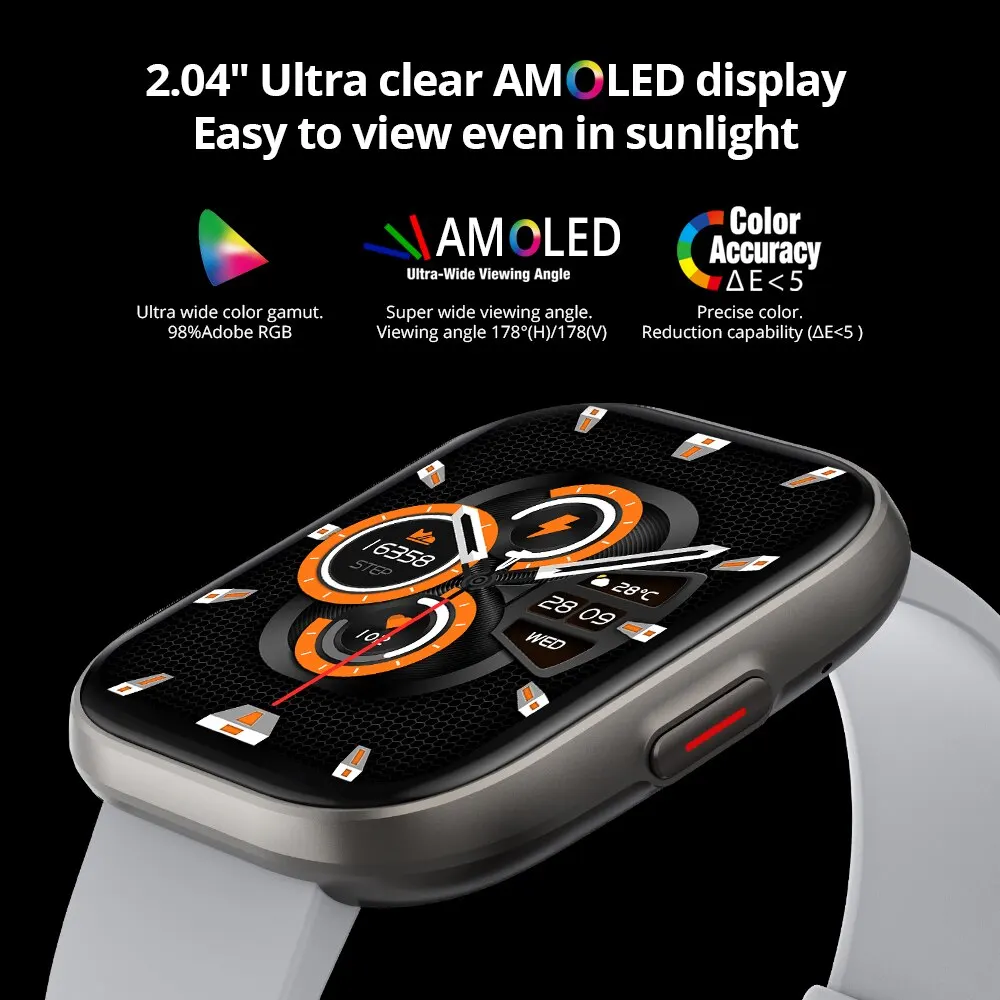 Smart Watch COLMI P68 2.04'' AMOLED Screen 100 Sports Modes 7 Day Battery Life Support Always On Display Men Women smart watch